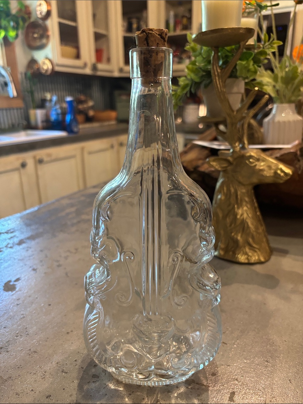 Clear Glass Violin-Shaped Decanter by